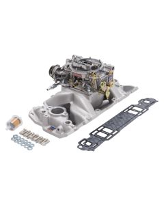 Edelbrock Manifold And Carb Kit Performer Air-Gap Small Block Chevrolet 1957-1986 Natural Finish - 2020