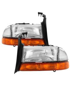 xTune Dodge Dakota 97-04 OEM Style Headlights w/ Amber Bumper Lights - Chrome HD-JH-DDAK97-AM-SET - 9036750