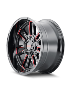 Mayhem 8115 Apollo 20x9 / 8x165.1 BP / 0mm Offset / 125.2mm Hub Black w/ Prism Red Wheel - 8115-2981BTR