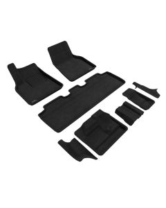 3D Maxpider 21-23 Tesla Model Y 7-Seat Elegant Floor Mat- Black 1St Row 2Nd Row 3Rd Row - L1TL03604709