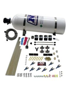 Nitrous Express 8 Cyl Piranha Direct Port 4 Solenoids Nitrous Kit (200-500HP) w/15lb Bottle - 80001-15