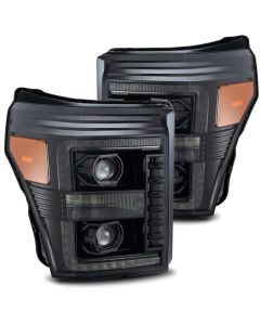 AlphaRex 11-16 Ford F-250 SD PRO-Series Projector Headlights Plank Style Alpha Black w/Seq Signal - 880140