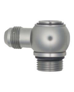 DeatschWerks 10AN ORB Male to 8AN Male Flare Low Profile 90-Degree Swivel - Anodized DW Titanium - 6-02-0418