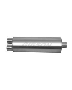Gibson SFT Superflow Dual/Center Round Muffler - 8x24in/3in Inlet/4in Outlet - Stainless - 788050S