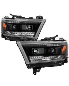 Spyder Dodge Ram 19-20 Halogen Model Projector Headlights Chrome PRO-YD-DR19HALSI-SEQ-BK - 5087393