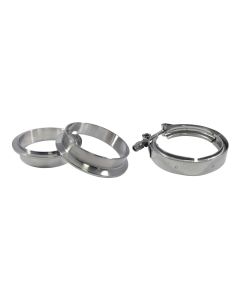 Torque Solution Stainless Steel V-Band Clamp & Flange Kit - 3in (76mm) - TS-VBK-3