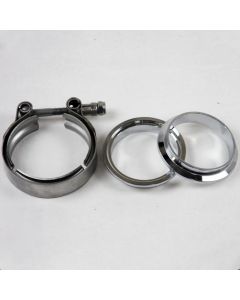 Granatelli 3.0in Mild Steel Mating Male to Female Flanges w/V-Band Clamp - 308530-1M