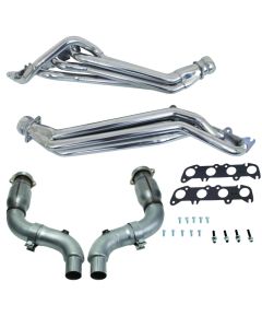 BBK 15-23 Ford Mustang GT 1-3/4 Long Tube Headers w/High Flow Catted Mid Pipe (Silver Ceramic) - 16336