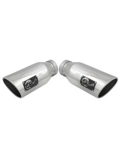 aFe MACH Force-XP 304 SS Single Wall Polished Exhaust Tip Pair 4in Inlet x 6in Outlet x 15in L - 49T40606-P15