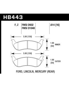 Hawk 03-04 Mercury Marauder DTC-30 Rear Race Pads - HB443W.614