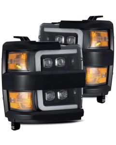 AlphaRex 15-18 Chevy 2500HD NOVA LED Proj Headlight Plank Style Jet Blk w/Activ Light/Seq Signal/DRL - 880229