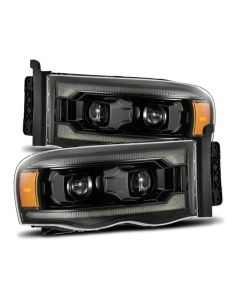 AlphaRex 02-05 Dodge Ram 1500 PRO-Series Projector Headlights Plank Style Alpha Black w/Seq Signal - 880572