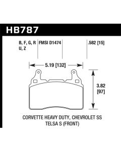 Hawk 15 Chevy Corvette / 16-17 Chevy Camaro / 16-17 Cadillac CTS HP+ Front Brake Pads - HB787N.582