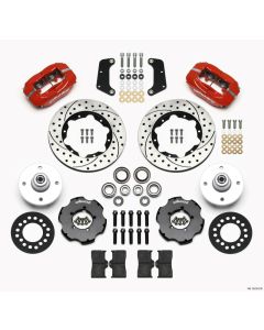 Wilwood Forged Dynalite Front Kit 10.75in Drilled Red 64-65 Mustang 6 Cylinder 4-lug - 140-12535-DR