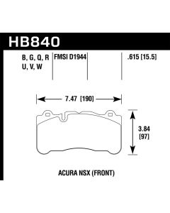 Hawk 2017 Acura NSX DTC-60 Street Front Brake Pads - HB840G.615