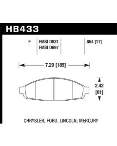 Hawk 03-11 Ford Crown Victoria DTC-70 Race Front Brake Pads - HB433U.654