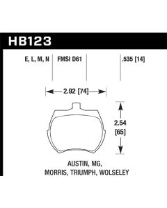 Hawk 66-79 MG Midget / 75-80 Triumph TR7 Black Front Race Brake Pads - HB123M.535