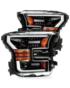 AlphaRex 15-17 Ford F-150 LUXX LED Projector Headlights Plank Style Alpha Blk w/Activ Light/DRL - 880168