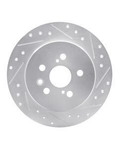 R1 90-93 Toyota Celica Rear Right Drilled & Slotted Silver Brake Rotor - 631-76046R