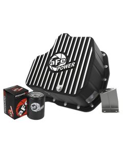 aFe 011-16 GM Diesel Trucks V8-6.6L LML Engine Oil Pan Black POWER Pro Series w/ Machined Fins - 46-71080B