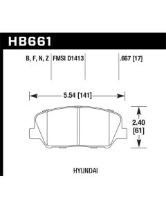 Hawk 12-13 Hyundai Veloster / 2014 Kia Forte Front HPS 5.0 Street Brake Pads - HB661B.667