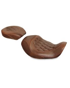 Mustang 06-17 Harley Dyna Wide Tripper Forward Solo Seat Diamond Stitch - Distressed Brown - 76711