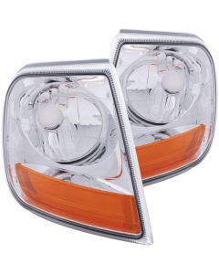ANZO Corner Lights 1997-2003 Ford F-150 HARLEY - DAVIDSON Style Corner Lights Chrome w/ Amber Rflct - 521026