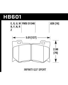 Hawk 10-12 Infiniti FX50 / 09-12 G37 / 09-13 Nissan 370Z DTC-30 Race Front Brake Pads - HB601W.626