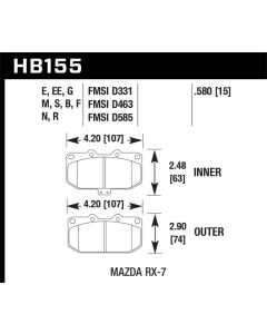 Hawk 90 Mazda RX-7 GXL/U  / 86-91 & 93-95 RX-7 HT-10 Race Front Brake Pads - HB155S.580