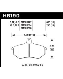 Hawk HP+ Street Brake Pads - HB190N.600