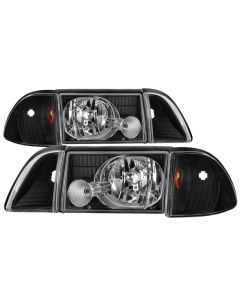 xTune Ford Mustang 87-93 OEM style Headlights 6pcs Amber - Black HD-JH-FM87-6PC-AM-BK - 9035265