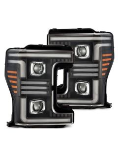 AlphaRex 17-19 Ford F-250/350/450/550  Super Duty PRO-Series Proj Headlights Black w/SeqSig & DRL - 880321