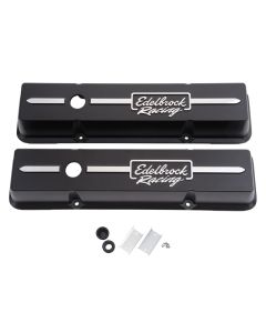 Edelbrock Valve Cover Racing Series Chevrolet 1959-1986 262-400 CI V8 Low Black - 41633