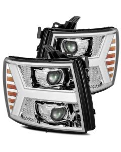 AlphaRex 07-13 Chevy 1500 LUXX LED Proj Headlights Plank Design Chrome w/ Activ Light/Seq Signal/DRL - 880222