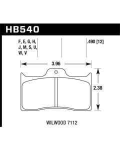 Hawk 0.490in Thickness Wilwood Ferro-Carbon HT-10 Motorsports Brake Pads - HB540S.490