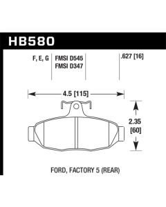 Hawk 86-92 Ford Taurus SHO / 89-92 Ford Thunderbird Super Coupe Blue 9012 Race Rear Brake Pads - HB580E.627