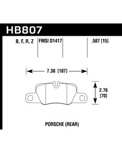 Hawk 16-17 Porsche Panamera S/GTS HP+ Street Rear Brake Pad - HB807N.587