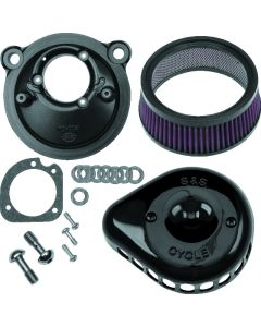 S&S Cycle 2007+ XL Sportster Models Stealth Air Cleaner Kit w/ Gloss Black Mini Teardrop Cover - 170-0440C
