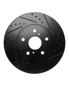 R1 86-92 Toyota Supra Front Right Drilled & Slotted Black Brake Rotor - 633-76028R