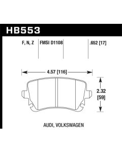 Hawk 07-11 Audi S6 HPS 5.0 Rear Brake Pads - HB553B.652