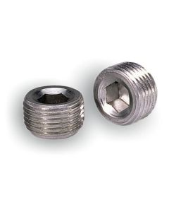Moroso Pipe Plugs - 3/8in NPT Thread - 3/8in Hex Socket Drive - Aluminum - 2 Pack - 37812