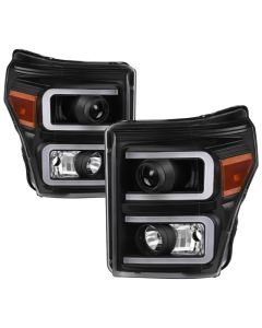 xTune Ford Super Duty 11-16 Projector Headlights Light Bar DRL Black PRO-JH-FS11-LBBRL-BK - 9034923