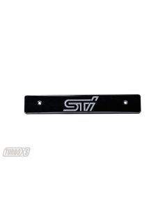 Turbo XS 08-14 Subaru WRX/STi Billet Aluminum License Plate Delete Black Machined STi Logo - WS08-LPD-BLK-STI