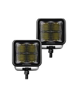 Go Rhino Xplor Blackout Series Cube LED Flood Light Kit (Surface/Threaded Stud Mnt) 2x2 - Blk (Pair) - 750200321FCS