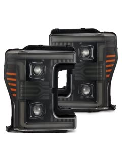 AlphaRex 17-19 Ford F-250/350/450/550 Super Duty LUXX-Series LED Proj Headlights Alpha-Blk SS/SBDRL - 880322