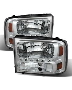 xTune Ford F250 F350 Super Duty 99-04 1Pc Headlights w/ LED Chrome HD-JH-FF25099-LED-C - 9026171