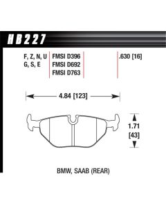 Hawk 92-95 BMW 318i 1.8L Base Sedan Rear ER-1 Brake Pads - HB227D.630