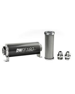 DeatschWerks Stainless Steel 8AN 5 Micron Universal Inline Fuel Filter Housing Kit (160mm) - 8-03-160-005K-8