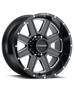 Raceline 940M Hostage 18x9in / 8x165.1 BP / 0mm Offset / 125.2mm Bore - Black & Milled Wheel - 940M-89080-00