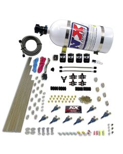 Nitrous Express 8 Cyl Piranha Direct Port 4 Solenoids Nitrous Kit (200-500HP) w/10lb Bottle - 80001-10